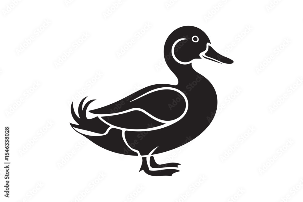 Duck Simple Silhouette Vector Art On a White Background Duck Simple Silhouette Vector Art On a White Background