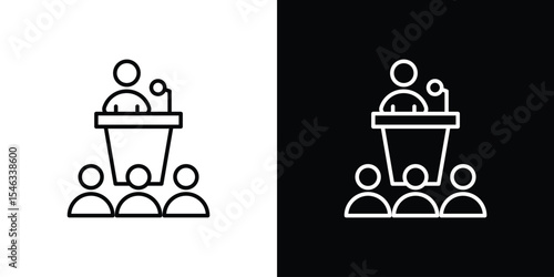 Convention icon in black. flat graphic vector icon