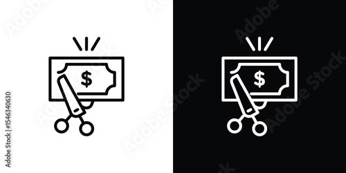 Cost cutting icon in black. flat graphic vector icon