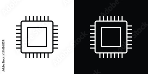 CPU icon in black. flat graphic vector icon