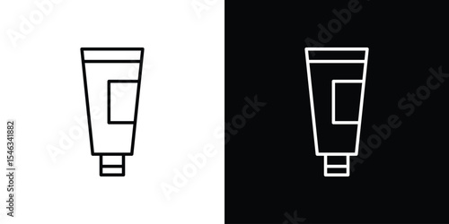 Cream tube icon in black. flat graphic vector icon
