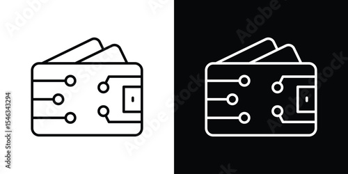 Cryptocurrency wallet icon in black. flat graphic vector icon