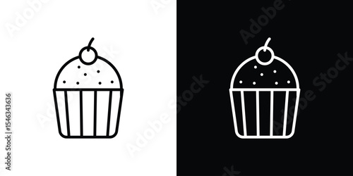 Cup Cake icon in black. flat graphic vector icon