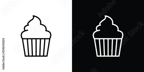 Cupcake icon in black. flat graphic vector icon