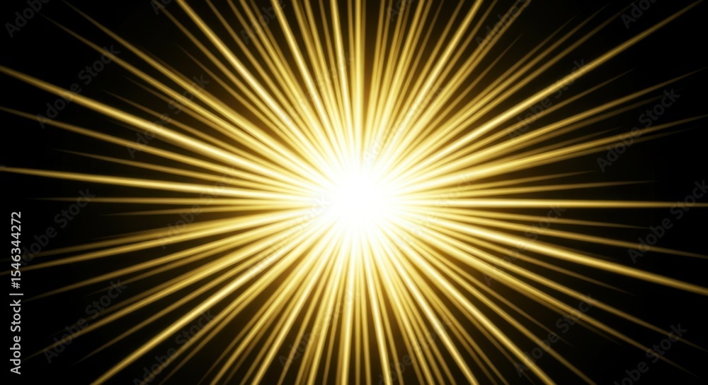 Fototapeta premium Radiating golden light effect on a black background.