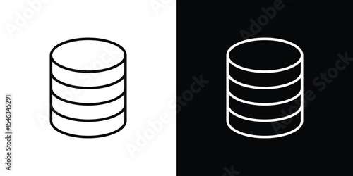 Cylinder database icon in black. flat graphic vector icon