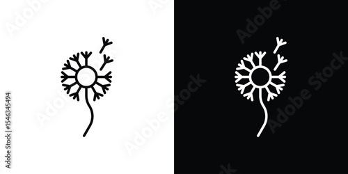 Dandelion icon in black. flat graphic vector icon