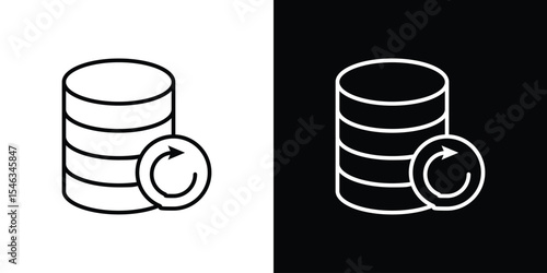 Data backup icon in black. flat graphic vector icon
