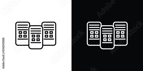Data center icon in black. flat graphic vector icon