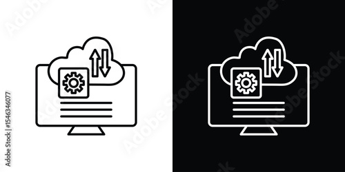 Data Migration icon in black. flat graphic vector icon