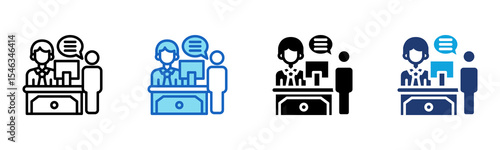 Concierge Desk icon Multi Style Vector Illustration 