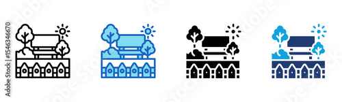 Garden View icon Multi Style Vector Illustration 
