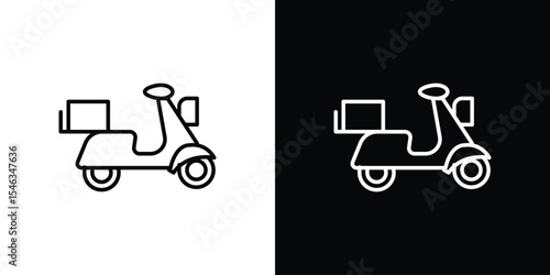Delivery scooter icon in black. flat graphic vector icon