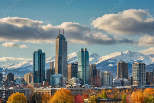 Calgary skyline autumn mountains cityscape