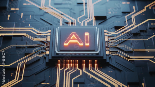 AI Chip Digital Illustration of Artificial Intelligence