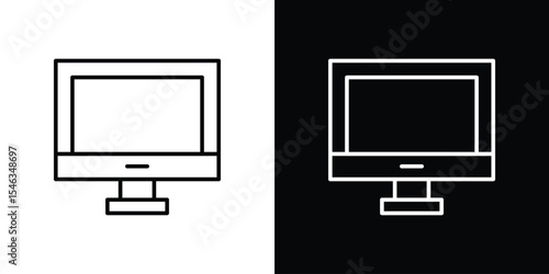 Desktop icon in black. flat graphic vector icon