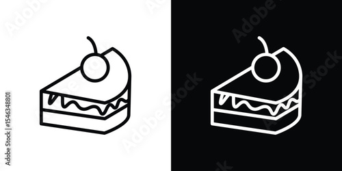 Dessert with cherry icon in black. flat graphic vector icon