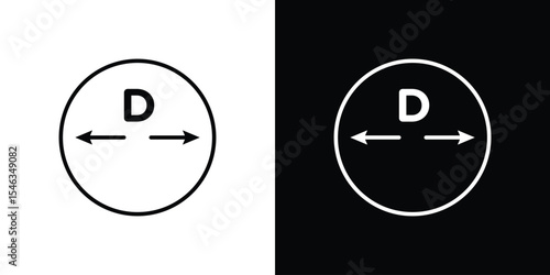 Diameter icon in black. flat graphic vector icon