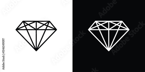 Diamond icon in black. flat graphic vector icon