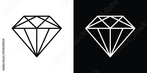 Diamond icon in black. flat graphic vector icon