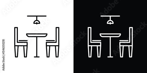 Dining table icon in black. flat graphic vector icon