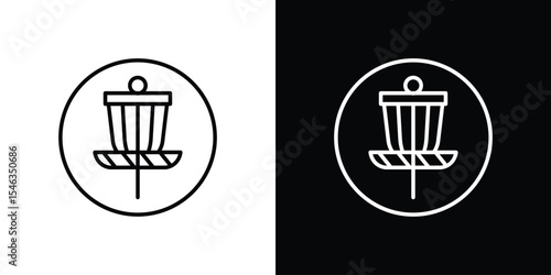 Disc golf icon in black. flat graphic vector icon