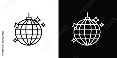 Disco ball icon in black. flat graphic vector icon