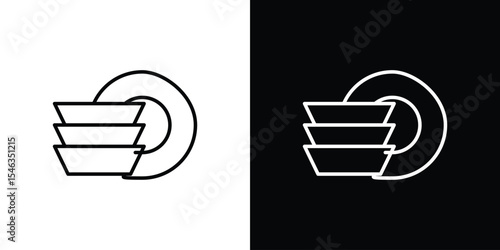 Dishes icon in black. flat graphic vector icon