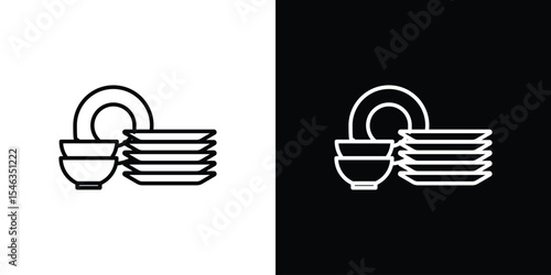 Dishes icon in black. flat graphic vector icon