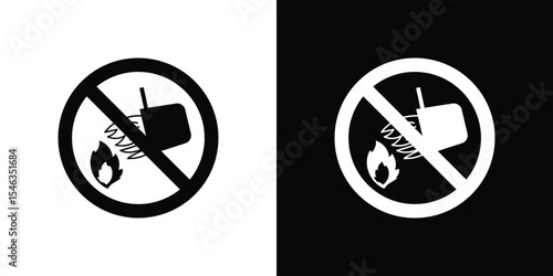 Do not extinguish with water signs in black. flat graphic vector icon