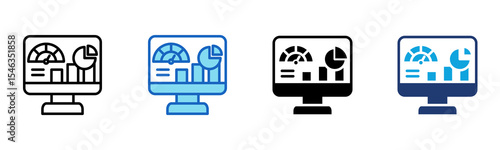 Metrics Dashboard icon Multi Style Vector Illustration 