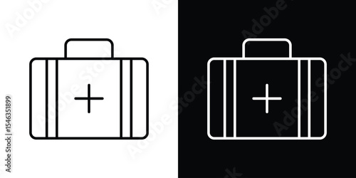 Doctor bag icon in black. flat graphic vector icon