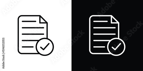 Document accept icon in black. flat graphic vector icon
