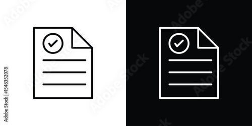 Document accepted icon in black. flat graphic vector icon