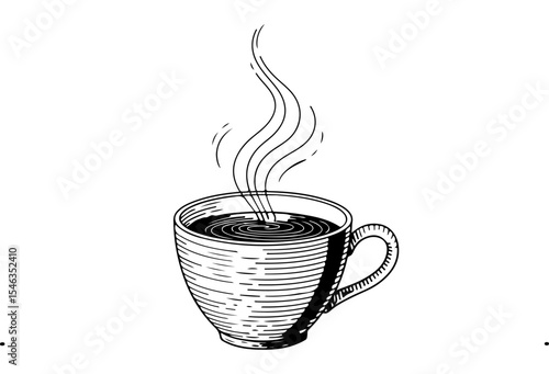 Aromatic Coffee: An artist's interpretation, showcasing the timeless charm of a steaming coffee, its aroma curling gracefully.