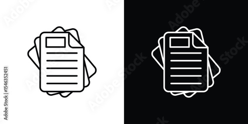 Document papers pile icon in black. flat graphic vector icon