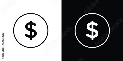 Dollar icon in black. flat graphic vector icon