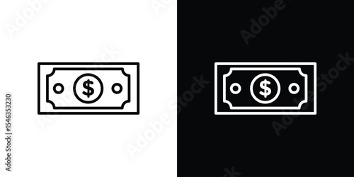 Dollar icon in black. flat graphic vector icon