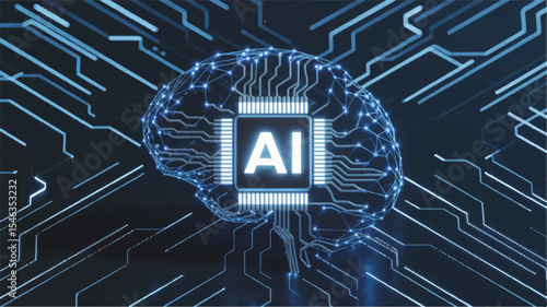AI Brain Futuristic Digital Illustration of Artificial Intelligence