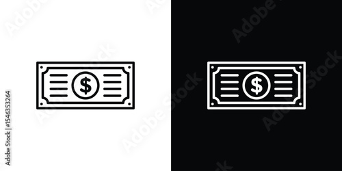 Dollar icon in black. flat graphic vector icon