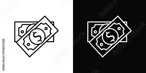 Dollar notes icon in black. flat graphic vector icon