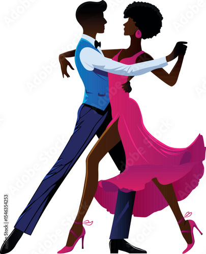 Dancing couple in motion in classical dance