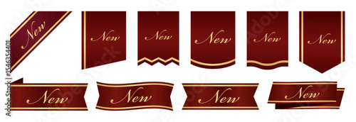 新商品をアピールするための「新」「new」バナー・LP素材(ベクター 編集可能 リボン メダル デザイン フレーム タグ エンジ)