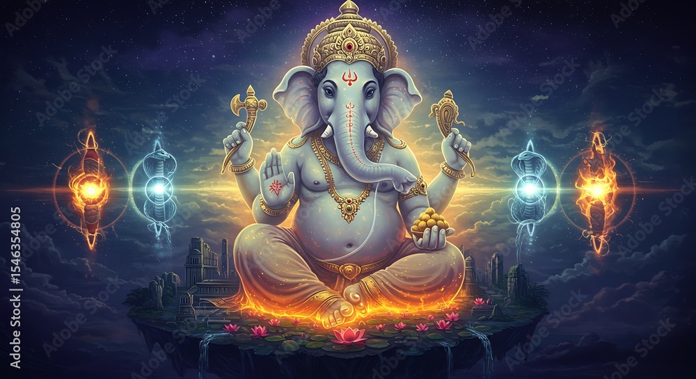 Ganesha sitting in lotus pond Ganesha sitting in lotus pond