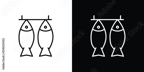 Dried fish icon in black. flat graphic vector icon