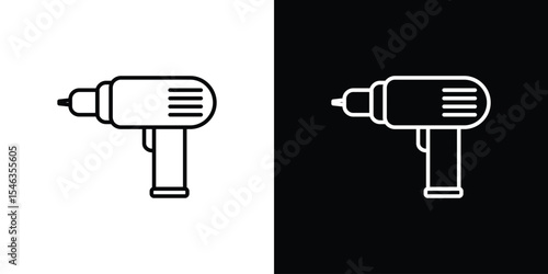 Drill icon in black. flat graphic vector icon