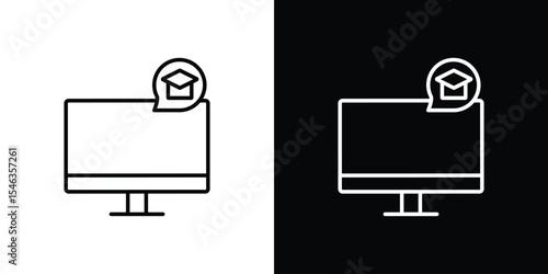 E-learning icon in black. flat graphic vector icon