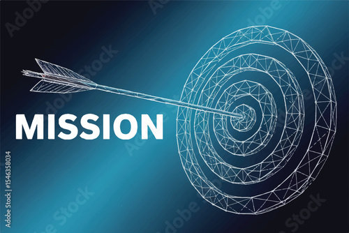 Achieve Your Mission Low-Poly Target Arrow Illustration