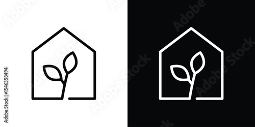 Eco house icon in black. flat graphic vector icon