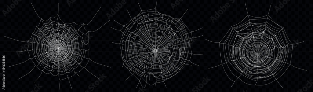 Fototapeta premium Spider web set. Cobweb illustration for halloween design. Vector background.